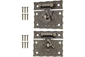FUXXER®, 2 serrures anciennes, fermeture à crochet, design en bronze, serrures pour tiroirs coulissants, 50 x 42 mm, avec vis, lot de 2