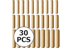 CYBER SALES Wooden Dowel Pin Wood Kiln Dried Fluted Beveled Hardwood - 30 PCS (6mm-8mm-10mm)