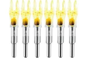 KEAUP Lot de 6 encoches lumineuses pour flèches avec diamètre intérieur .204 .233 .244 .246 avec douilles H, S, GT haute visibilité DEEPOWER LED flèches, interrupteur marche/arrêt inclus