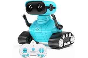 AONGAN RC Robot Toys Rechargeable Robot Toys for Kids Dancing Singing Music LED Eyes Demo Birthday Toy Gifts for Boys and Girls Aged 3-9(Blue)