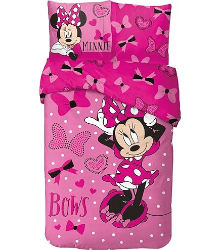 Parure Housse De Couette Minnie Pink 140x200 Cm Et Taie D'oreiller