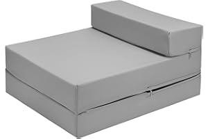 MAXUS SPORTS Z Bed Deluxe Futon Fold Out Sofa For Adults Kids Children Single Folding Mattress Sleepover Chair Living Room Bedroom Toddler Furniture Lightweight and Comfy (grey)