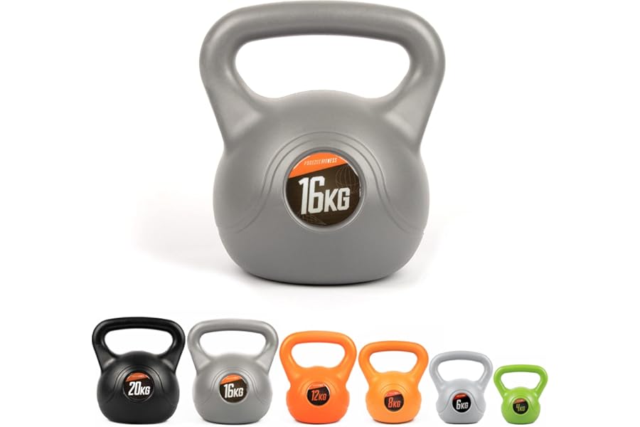 Phoenix Fitness Vinyl Kettlebell Weight – 4kg, 6kg, 8kg, 12kg, 16kg or 20kg Free Weight for Home Gym, Strength Training & Cardio – Ergonomic Handle with Durable Vinyl Coating for Full-Body Workout