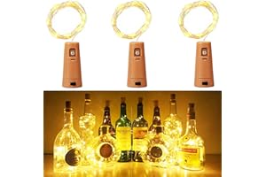 LERNOU Bottle Lights, Cork Lights for Bottles 2m 20 LED, Operated Nightlights for DIY Bedrooms Parties Weddings Indoor Christmas Outdoor Decoration, (3 Pack) Warm White [Energy Class A++]