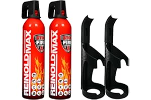 G GREEN SENSOR GREENSENSOR Premium Feuerlöschspray Set | 2X 750g Feuerlöscher + 2X Wandhalterung | Wiederverwendbar – Ideal für Küche & Haushalt | Geeignet für Brandklassen A, F