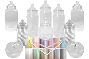 Truly Sweet Candy 10 tarros de plástico surtidos, 2 pinzas, 50 bolsas para fiestas, bodas, bufé de dulces (aguamarina)