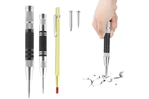 CYZBL Zestaw 3 automatycznych igieł do odrywania ziaren, nierdzewne, automatyczne narzędzie do dziurkowania, regulowane naprężenie, metalowe ziarna sprężyn z zapasowymi końcówkami, regulowane automatyczne