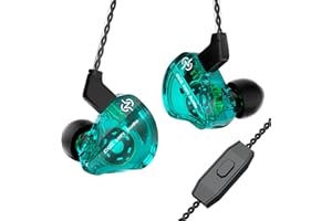 keephifi CCZ DC01 Pro Auriculares in Ear con Cable, 1DD Bass HiFi IEM Afinación en Forma de V, Auriculares in Ear Monitor, OFC Cable Desmontables de 2 Pines-Z in Ears (Verde,con micrófono)