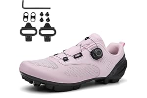 NGARY Zapatilla de Ciclismo MTB Mujer, Zapatos Bicicleta Montaña Compatibles con SPD Pedales de 2 Tornillos con Calas Zapatos De Senderismo para Mujer Exterior