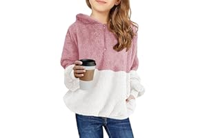 Imily Bela Kinder Mädchen Kapuzenpullover Fleece Hoodies Sherpa Pullover Teddy Sweatshirt Langarm Pulli mit Tasche
