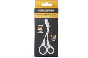 Hollywood Browzer Tijeras para Cejas de Acero Inoxidable 2 en 1 – Corta y Peina en un Solo Paso – Mango Antideslizante, Diseño Ergonómico, Fáciles de Limpiar y Reutilizables