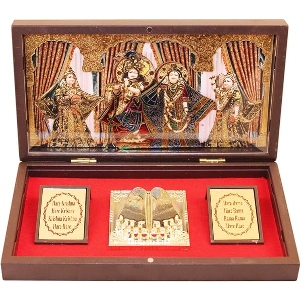 24K Gold Plated Navdurga Photo Frame With Charan Paduka - Devi Maa Wooden Momento Gift For Pooja & Festivals