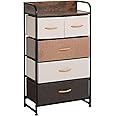 Smart Saver 5-Drawer Dresser, Fabric Chest of Drawers with Wood Top & Metal Frame, Easy-Install, Large Storage Space Storage Organizer Unit for Bedroom, Living Room, Nursery Room, Hallway