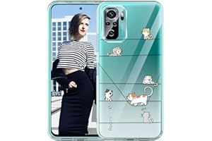 POUHYE Funda para Xiaomi Redmi Note 10 / Note 10S Carcasa, Case del Anti-Choques TPU Flexible, Funda Protectora Suave y Ultradelgada [Anti-Amarilla] [100% Transparente] Gatos