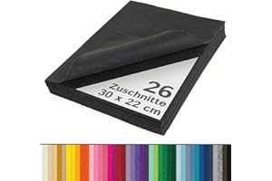 The Felt Store Fieltro para Manualidades 1,6 mm Negro, 26 Placas de Fieltro de Aprox. 30 x 22 cm (1 cm más Anchas Que DIN A4), Lavable, Ideal para Manualidades de Fieltro con niños