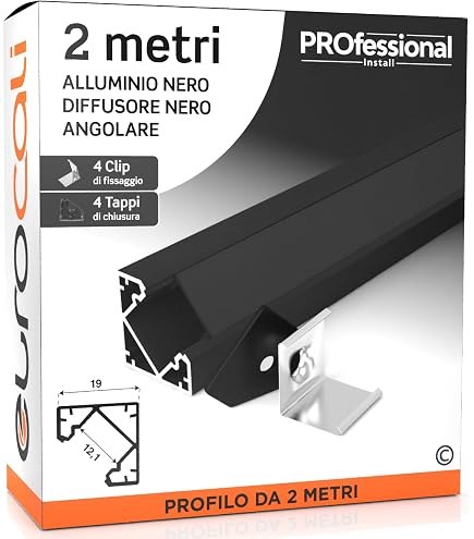 V-TAC 2 Profili Angolari Per Strisce LED Da 2 Metri Ciascuno - Alluminio Argento (4 Metri Totali) - 2