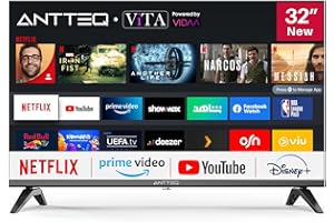Antteq ViTA Smart TV 32 Pollici(81cm) Televisore,Vidaa App Store, DAZN/Youtube/Netflix/Prime video,Triple Tuner,Wifi，HDMI，2025