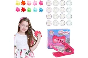 BMHNQ 240 Bedazzler para el Cabello Bling Bling con Grapadora Diamond Sparkle Brillantes Kit With Hair Gems,10 Mini Pinza de Pelo de Flor de Plástico