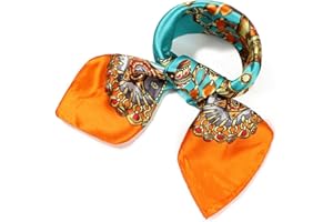 QBSM Womens 23.6 inch Satin Silk Feeling Formal Square Neck Scarf Head Hair Wraps Kerchief