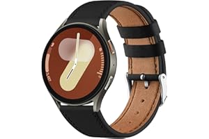 WANME Leather Straps for Samsung Galaxy Watch 7/6/5/4 - 40mm/44mm, 45mm/47mm, 42mm/46mm, 40mm, 41mm - Black