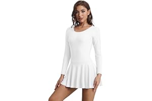 Aoylisey Damen Langarm Gymnastikanzug Tanzrock Body