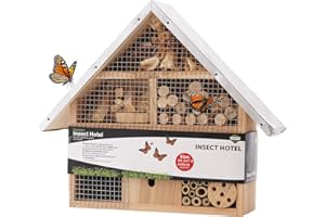 ADEPTNA Wooden Garden Insect Hotel for all Creatures Great and Small - Nest Home for Bees Beetles Ants Ladybirds and all Sorts of Insects (LARGE INSECT HOTEL)