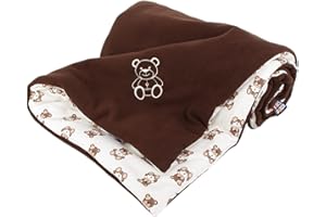 ‎KAARSGAREN Kaarsgaren Pram Blanket for Winter, Size 70 x 100 cm, Double-Sided Cuddly Blanket, Baby Blanket, First Blanket, Crib Blanket (Brown/Bear)