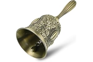 EUIOOVM Hand Bell, Metall Handglocke,Service Glocke Klassische Hand Glocke Tischglocke Bell Klein Glocken mit Griff für Restaurant,Schule,Hotel,Lagerhäuser,Küche,Schiffsglocke, weihnachtsdeko,Heiligabend