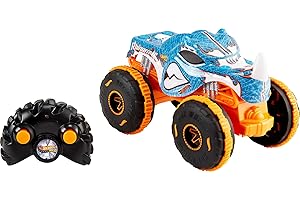 Hot Wheels Monster Trucks Rhinomite Camión de Juguete teledirigido a Escala 1:24, con función Todoterreno y neumáticos de Agarre, y Completamente teledirigido, JBK11