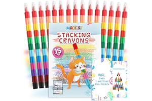 Magicat Pastelli a cera impilabili I 180 pastelli singoli per bambini in 12 colori brillanti, testato con nota 1,3 I, regalo di compleanno per bambini 6, 8, 10 anni