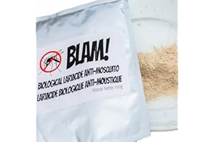 BLAM BTI WP Larvicide anti larves de moustiques pour 200m² à base de BTI. Formule larvicide concentrée. Pour Piscine/Eau Stagnante/Bassin. Bacillus Thuringiensis Israelensis (100g)