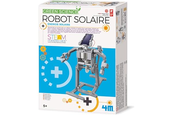 4M Kidzlabs GREEN SCIENCE: ROBOT SOLAIRE / EMBALLAGE F R A N C A I S, H14cm, à l'aide des panneaux solaires et un moteur le robot peut se déplacer, instructions détaillées incluses, boîte 24x22x6cm, 5+