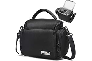 Cwatcun Camera Bag, SLR Cameras Case, Sling Crossbody Compact Camera Single Bag Case Compatible for Canon Nikon Sony SLR DSLR Mirrorless Cameras and Lenses Water Resistant Black Small