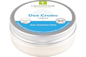 ‎GREENDOOR GREENDOOR Deo Creme Ohne Aluminium/Alkohol vegan 50ml – 6 Monatspack gegen Schweißgeruch, Bio Deodorant natürlich ohne Tierversuche, Naturkosmetik Aloe Vera, dezenter unisex Duft Deocreme Cremedeo