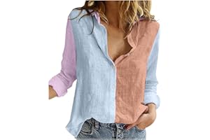 AMHOMELY Women Tops Blouse Sale Printed Cotton Long Sleeve Tank Career Bloues Cardigan Tops Summer Shirt Elegant for Office Daily Clothing UK Size