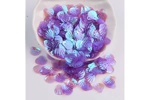 WAMBERE Lot de 360 paillettes en forme de coquille, pour loisirs créatifs, décoration de mariage, 13 mm, violet A