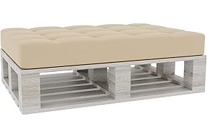 Gutekissen® Cuscini per pallet Cuscini trapuntati con bottoni, Cuscini per pallet trapuntato PFG (Cuscino di seduta 120x60, Crema)