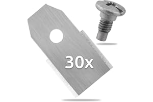 ECENCE 30x Spare Blades Stainless Steel Compatible with Husqvarna Gardena McCulloch ROB Flymo Yardforce Matrix Grizzly Brast - Includes Screws