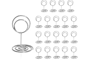 HomWanna Table Number Holders 20Pcs - 2 Inch Mini Place Card Holder Short Table Number Stands for Wedding Party Graduation Reception Restaurant Home Centerpiece Decorations Office Memo (Silver)