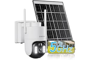 SHANNA [5GHz & 2,4GHz]Camara Vigilancia WiFi Exterior Solar,Batería de 8000mAh y panel solar de 7W,2K 4MP Camera Vigilância Exterior con Luz de inundación,Visión Nocturna Color,Detección de Movimiento con IA