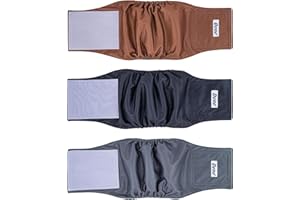 Dono Męskie opaski na brzuch wielokrotnego użytku - pieluchy dla psów w upale, pieluchy dla psów na nietrzymanie moczu, chirurgię, podróże, 3 szt