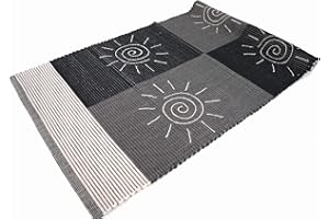 ARTE TAPPETI IBIZA Tappeto Cotone, Lavabile, Passatoia cucina Multiuso, Bagno, con ricamo (60x120cm, Grey)