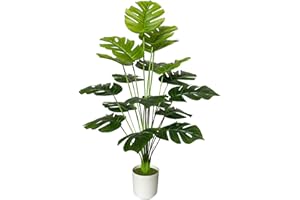 AIVORIUY Pianta Artificiale Grandi Piante Finta da Interno Esterno, Alberi Finte in Plastica Vaso Decorativa per Soggiorno Camera da Letto Cucina Balcone Ufficio Casa (75cm Verde Palma Monstera)