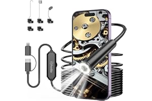 Ferdiiz Endoscopio per Smartphone, 1920P HD Sonda Telecamera Endoscopica, Endoscopio con 8 LED, Ispezione Tubi Impermeabile IP67, Telecamera Ispezione Tubi per Android e iOS senza WiFi - 16,4 ft/5 m