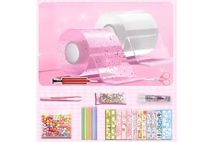 Nano Taśma Nano Taśma Dzieci Zestaw, 2 Żółta Taśma+26 Akcesoria Nano Magia Taśma Bubbles, DIY Nano Taśma,Cekiny+Słoma+Naklejki Nano Taśma DIY,Dzieci Dekompresji Zabawki, ‎TFSZE-PPJ008