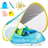 Peradix Bouee Gonflable Bebe Baleine New Cadeau De Boue Bebe Piscine Pour Les Enfants Qui Nagent En Ete Uv Protection Solaire Parapluie Bleu Amazon Fr Jeux Et Jouets