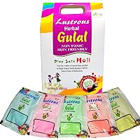 Vegetal Lustrous Natural Holi Colours Herbal Gulal; 400gm; Pink; Green; Orange; Yellow, Blue - Pack of 5