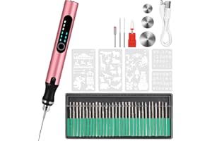VPETLITM Electric Engraving Pen with 37 Bits, USB Rechargeable Cordless Engraving Machine, Portable DIY Rotary Engraver for Jewelry Wood Glass Stone Carving (Rose)