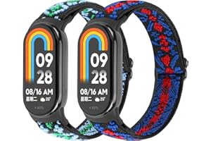 TumCez Elastisches Armband Kompatibel mit Xiaomi Mi Band 8 Armband, Dehnbares Verstellbares Atmungsaktives Nylon Ersatzarmband für Xiaomi Mi Smart Band 8 für Damen Herren