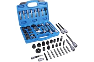 PARAOUTIL Kit Demontage Poulie Alternateur, 29 Pièces Outil Retrait de Poulie Alternateur Compatible avec VW, pour Peugeot, pour Renault et plus, pour Dépose et Installer Poulie Roue Libre